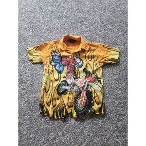 Y2K Boys No Boundaries Dirt Bike Button Down Shirt‎